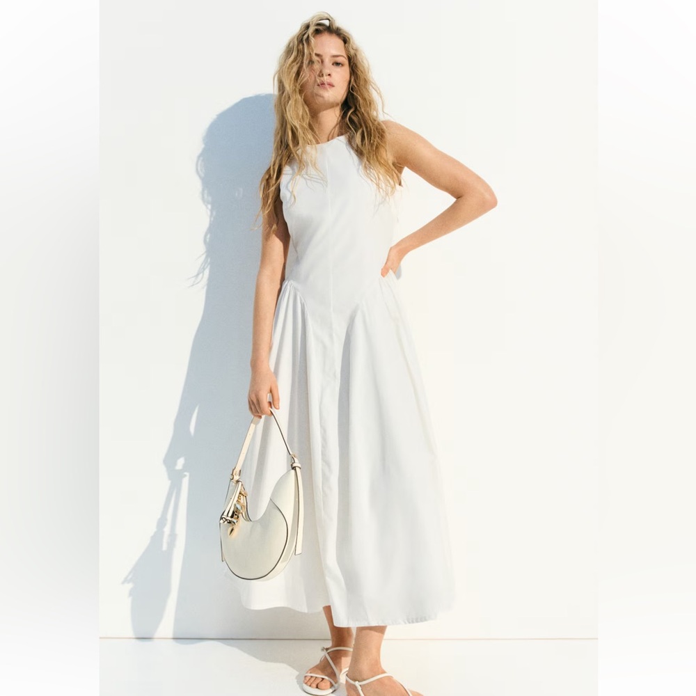 H&M OPEN-BACK POPLIN DRESS